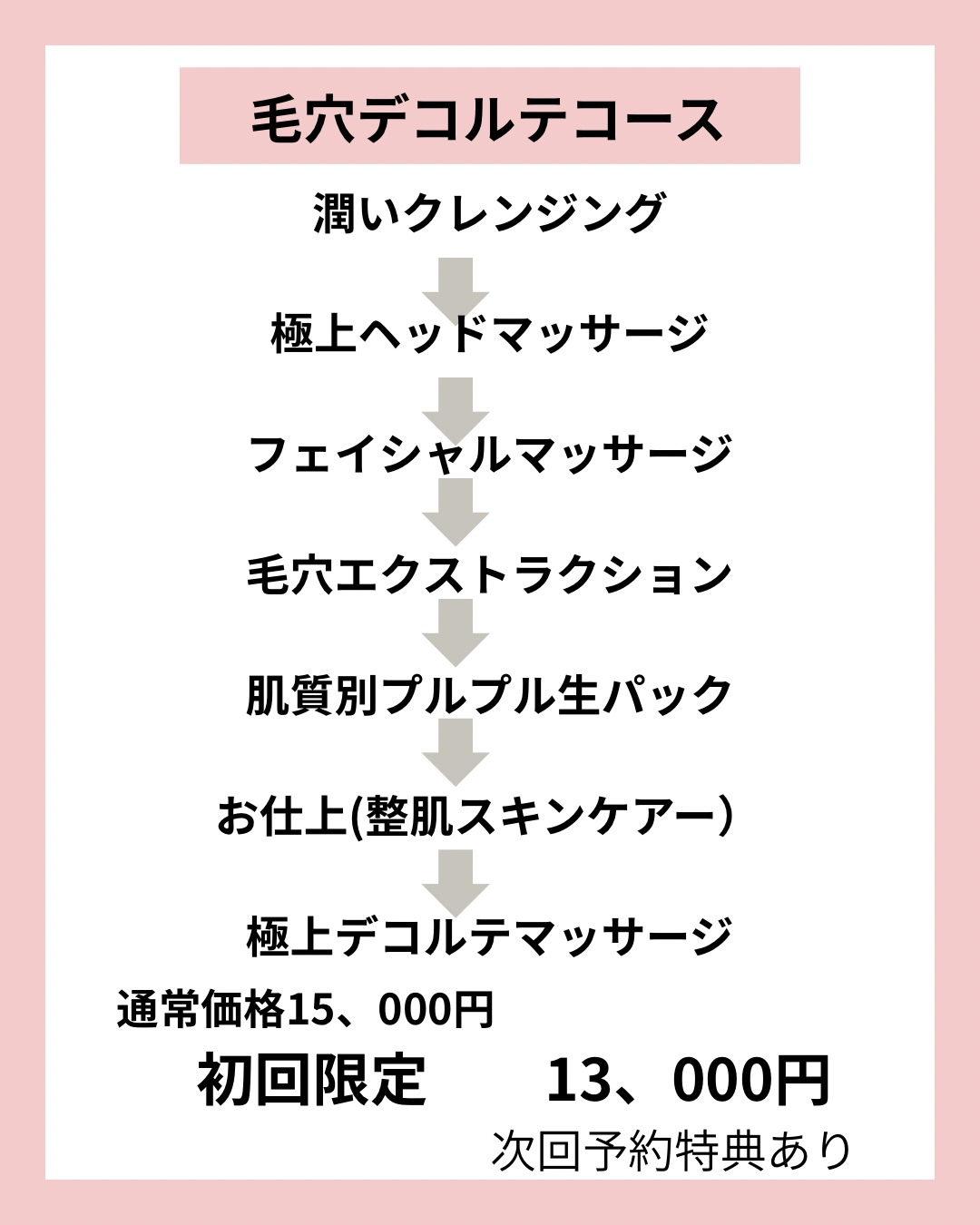 毛穴デコルテコースの流れ